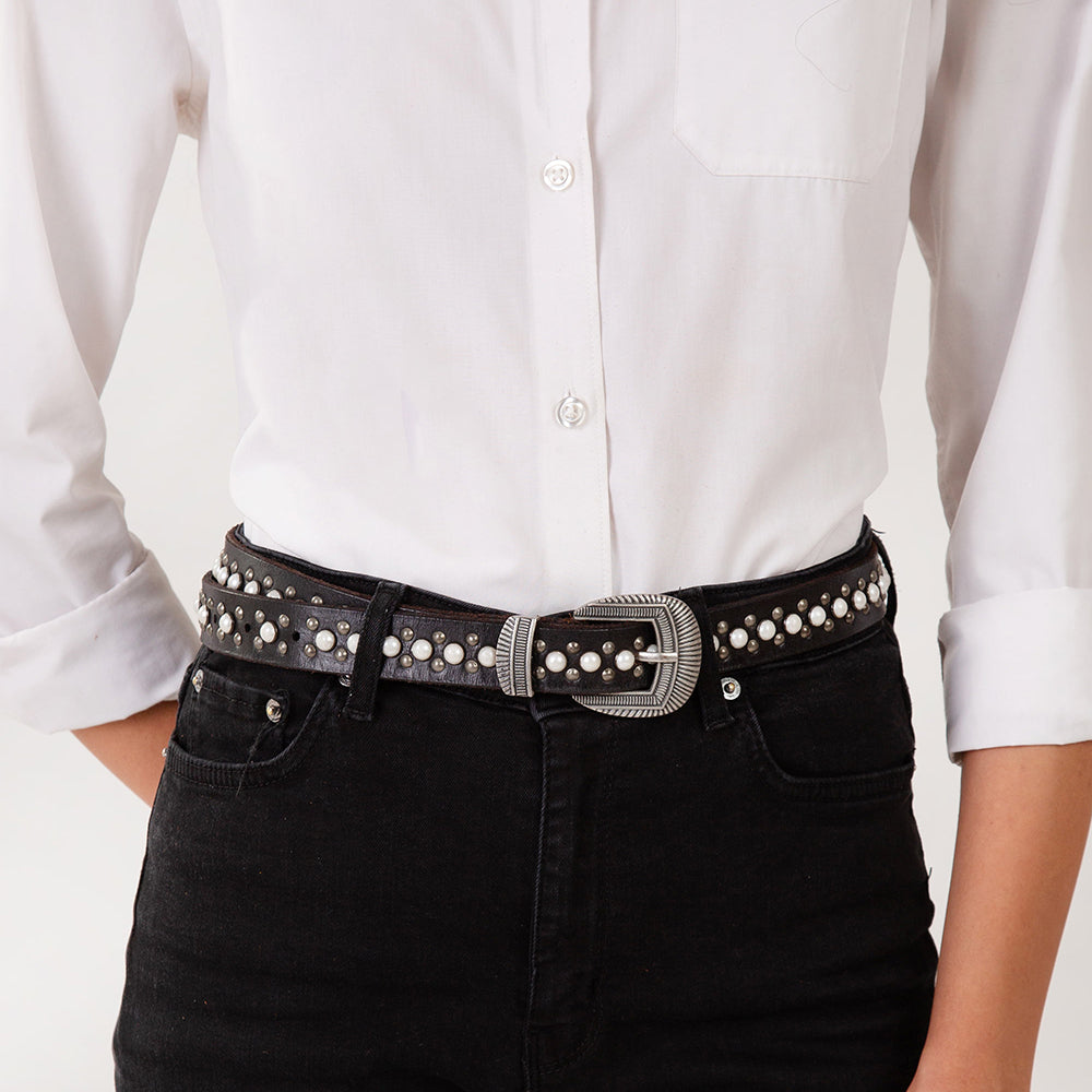 Midnight Ranger Leather Belt In Calfskin