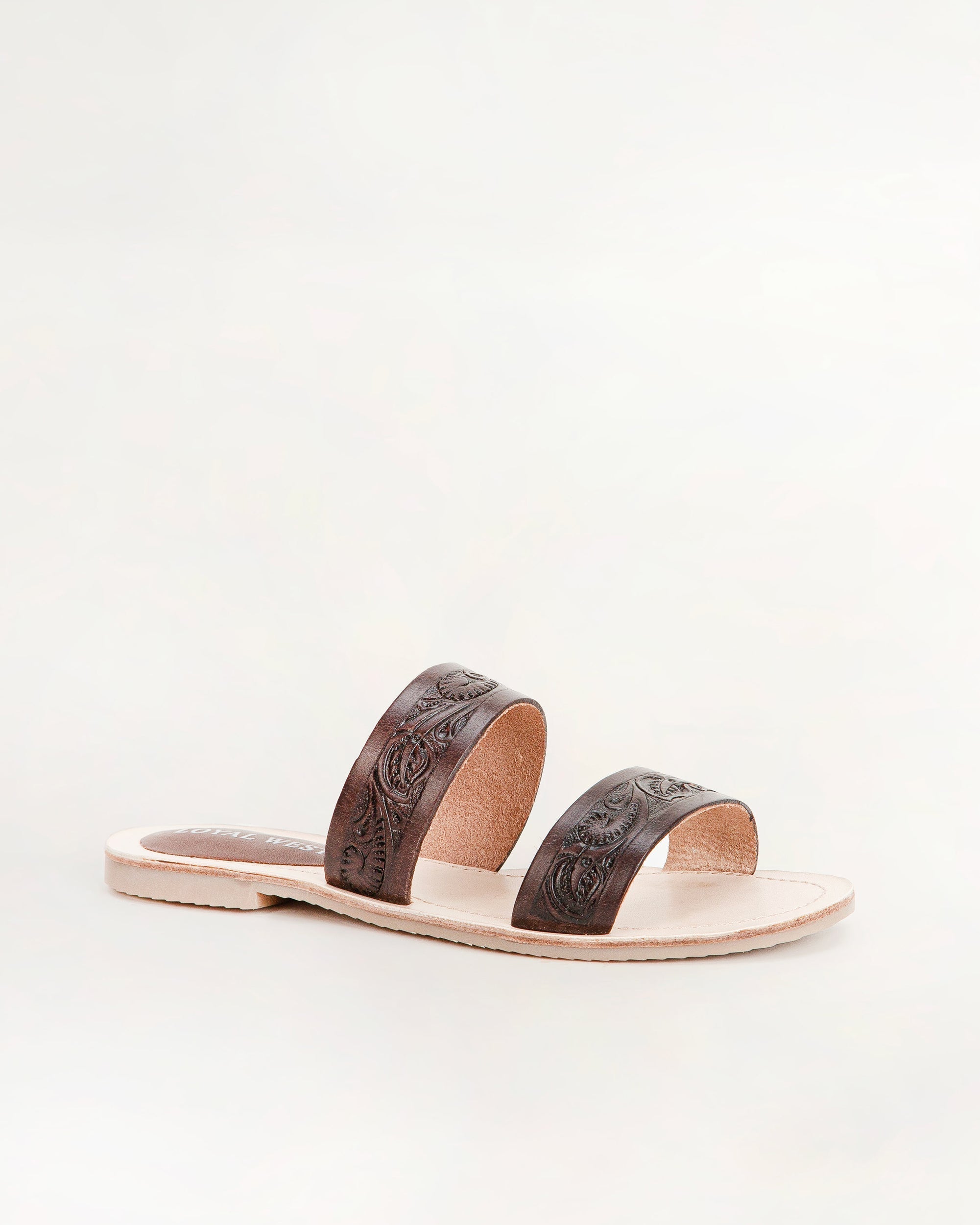 Mesa Wanderer Sandals - Black Handtooled Leather