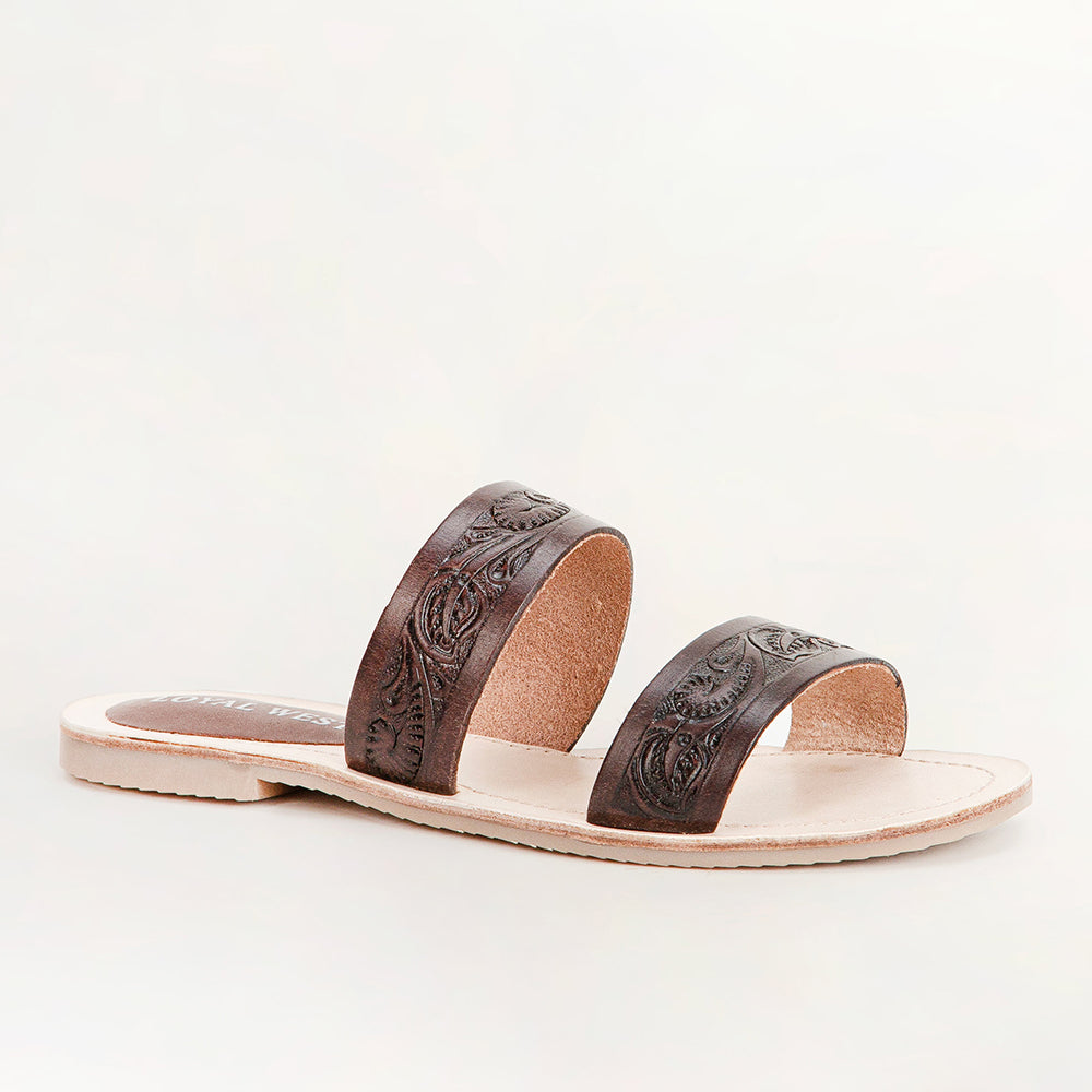Mesa Wanderer Sandals - Black Handtooled Leather