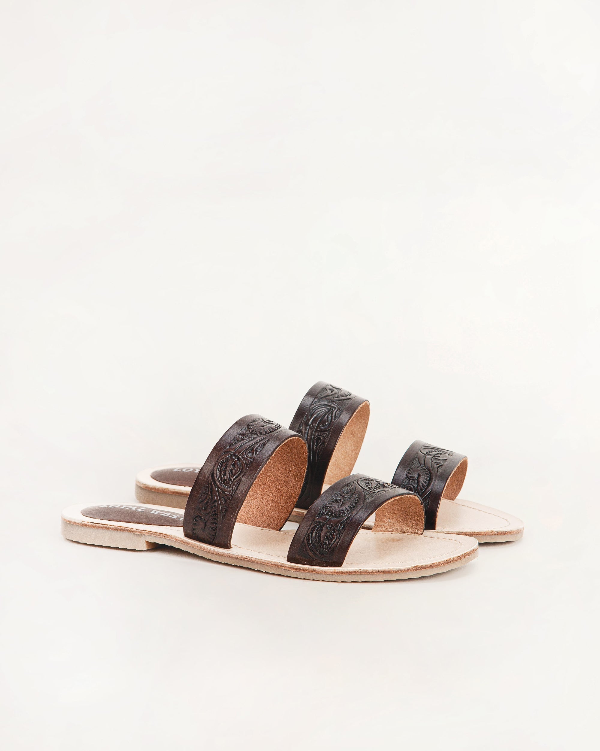 Mesa Wanderer Sandals - Black Handtooled Leather