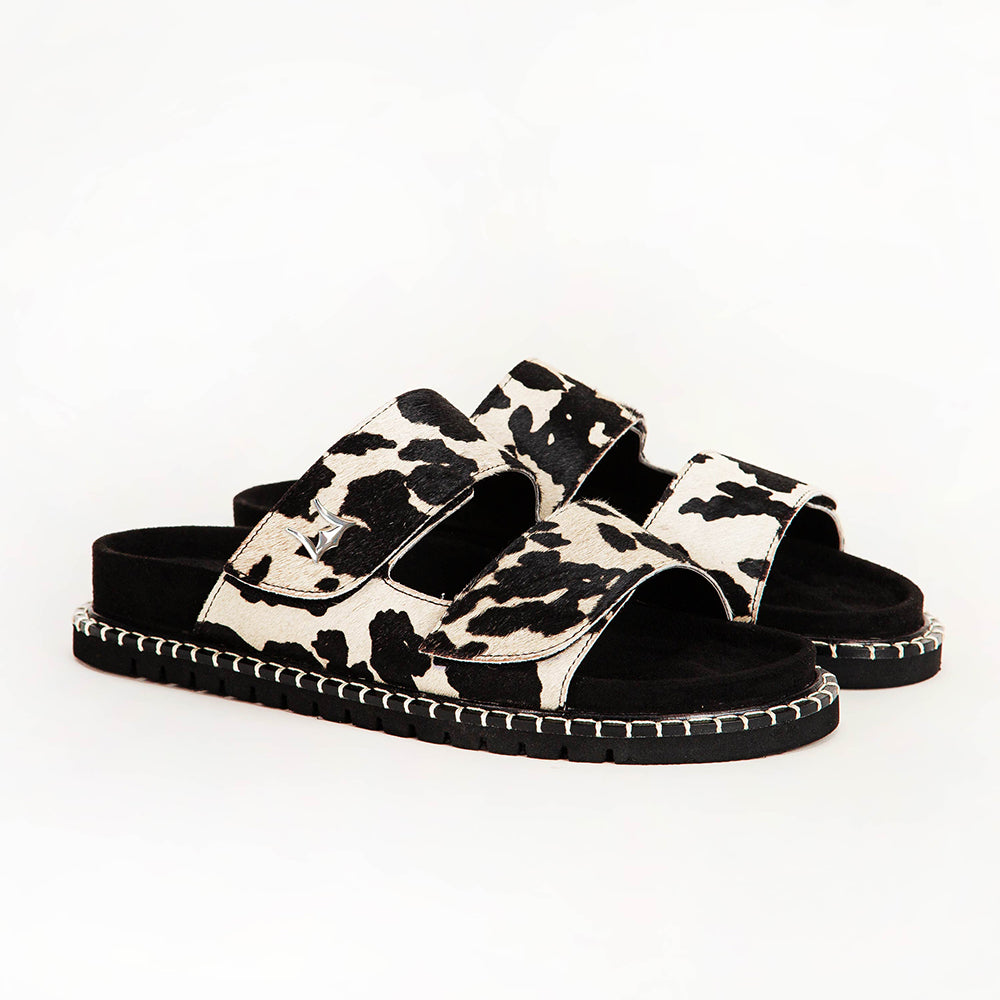 Deen Canyon Sandals - Black And White Cowhide