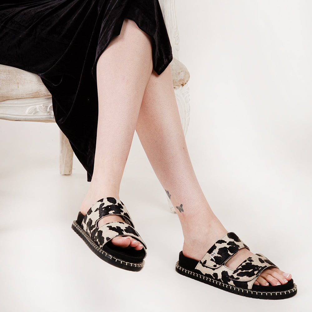 Deen Canyon Sandals - Black And White Cowhide
