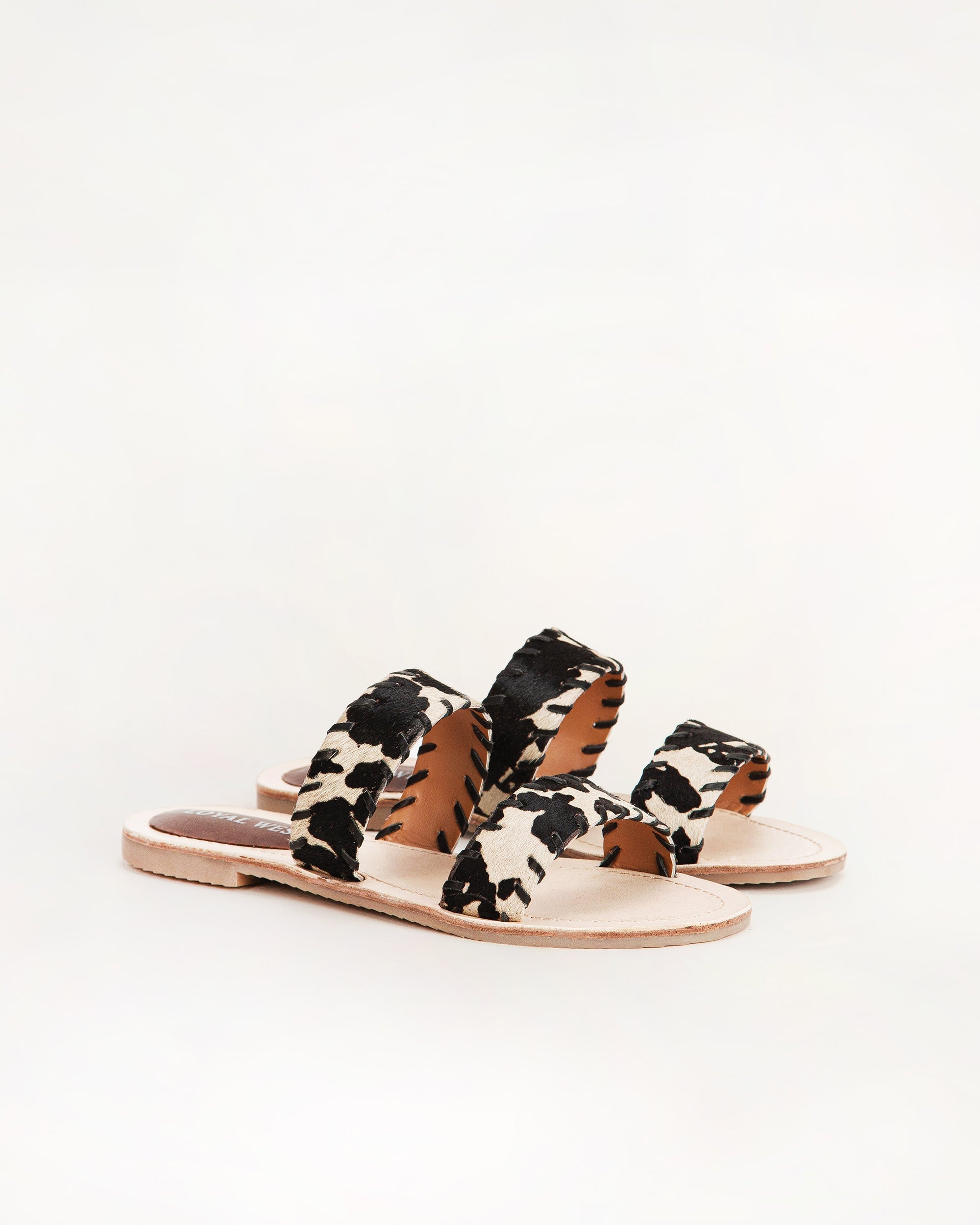 Mesa Wanderer Sandals - Black And White Cowhide