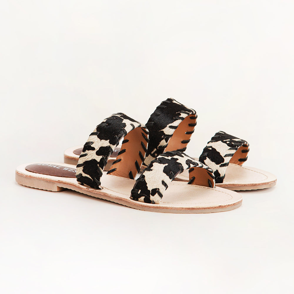 Mesa Wanderer Sandals - Black And White Cowhide
