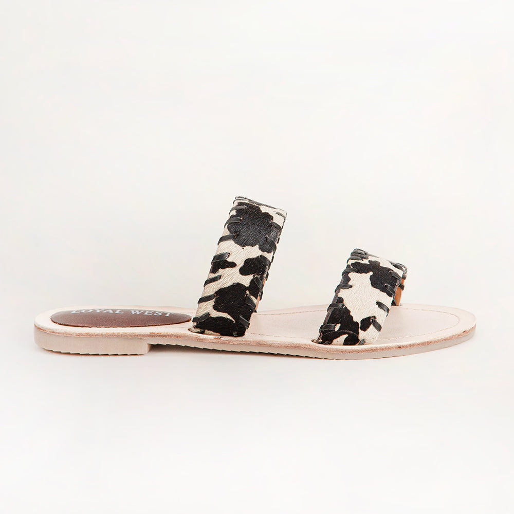 Mesa Wanderer Sandals - Black And White Cowhide