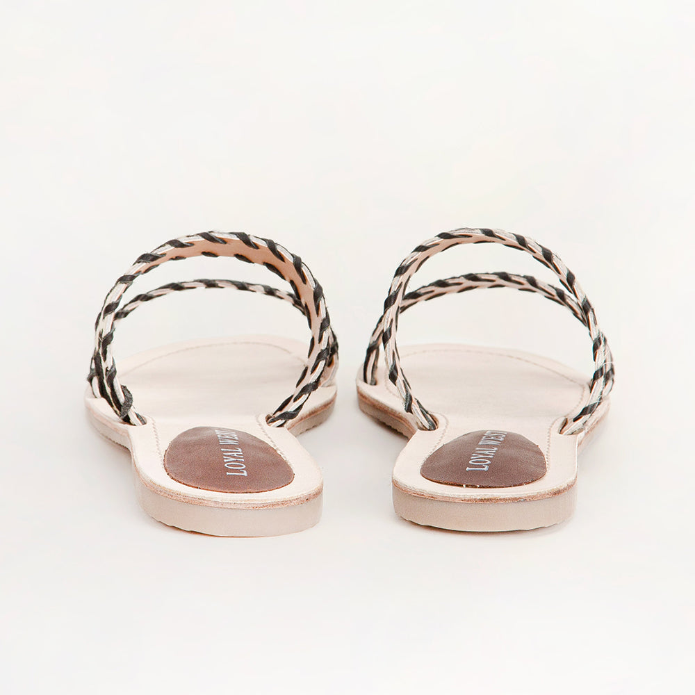 Mesa Wanderer Sandals - Black And White Cowhide