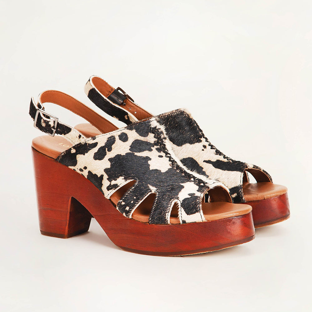 Dana Sandals - Black And White Cowhide