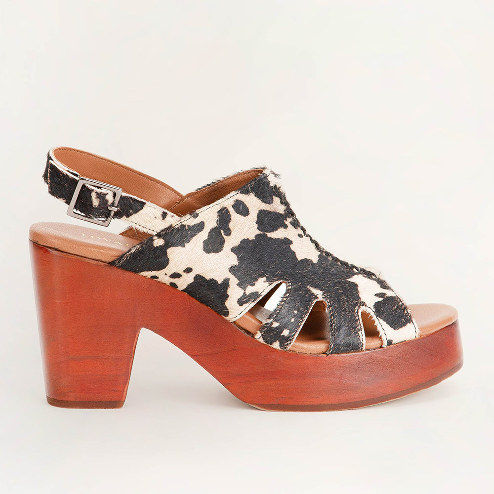 Dana Sandals - Black And White Cowhide