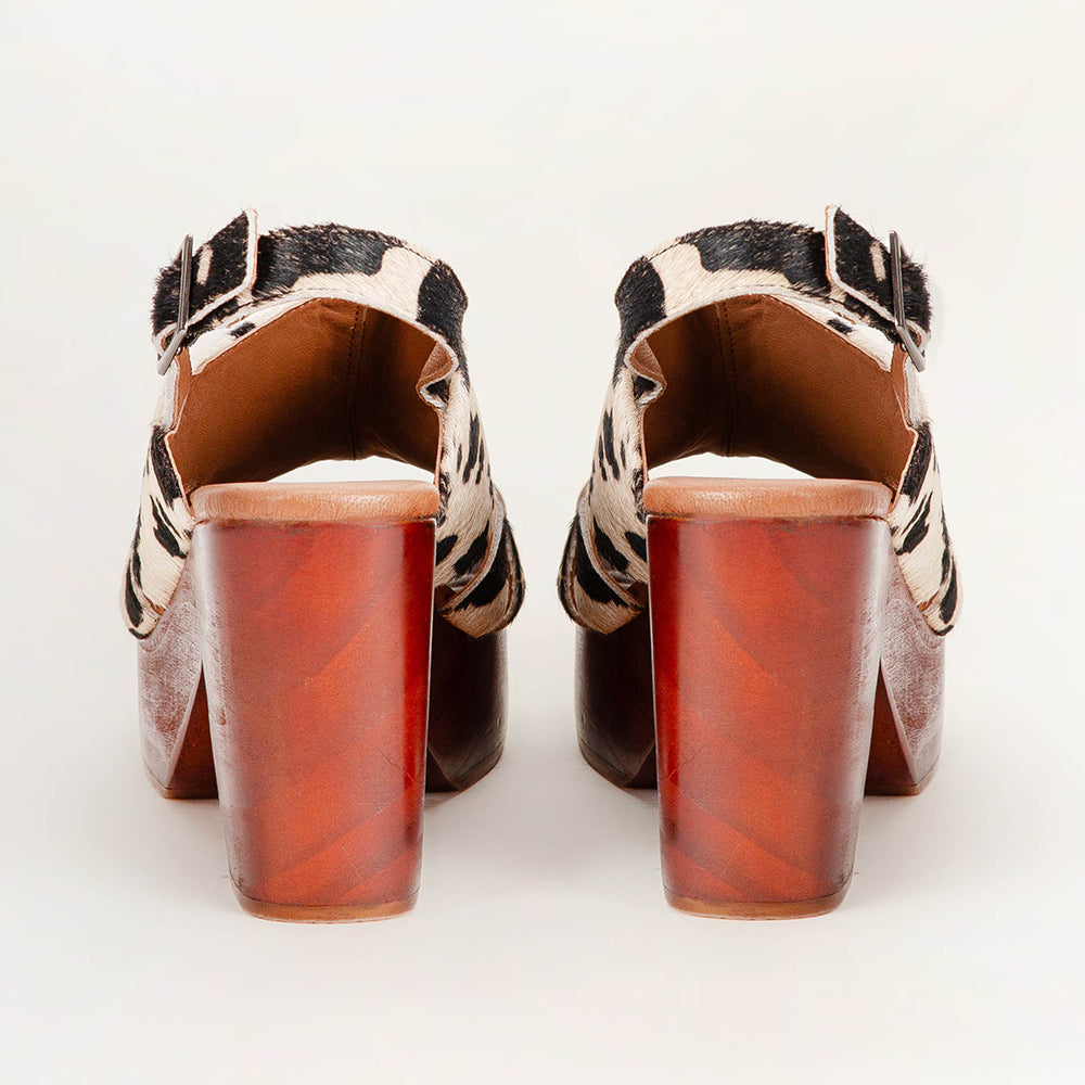 Dana Sandals - Black And White Cowhide