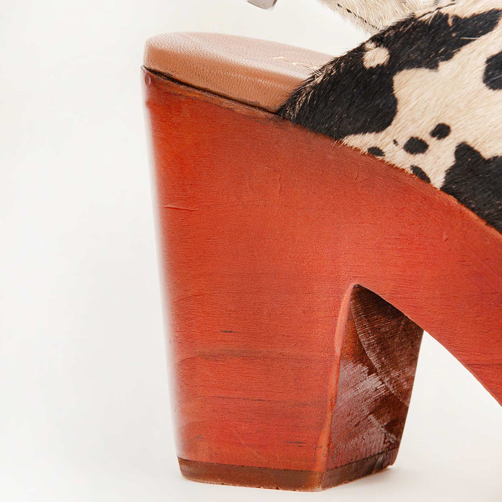 Dana Sandals - Black And White Cowhide