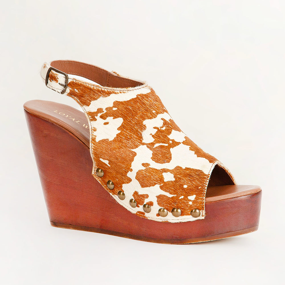Amelia Sandals Brown And White Cowhide