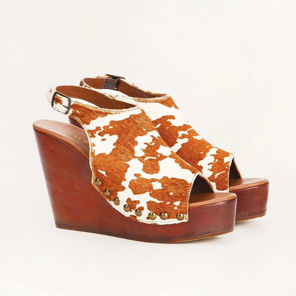 Amelia Sandals Brown And White Cowhide