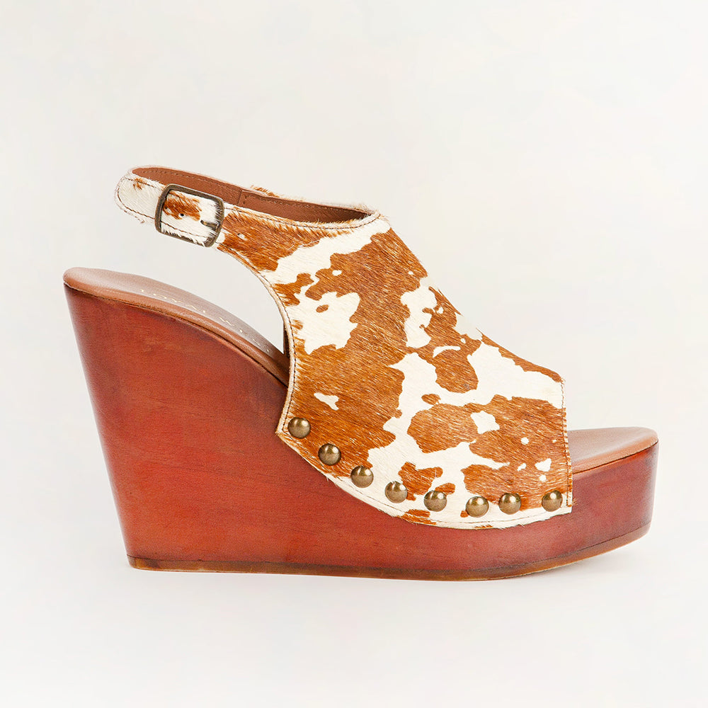 Amelia Sandals Brown And White Cowhide