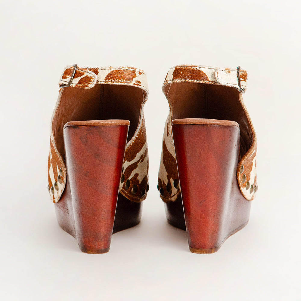 Amelia Sandals Brown And White Cowhide