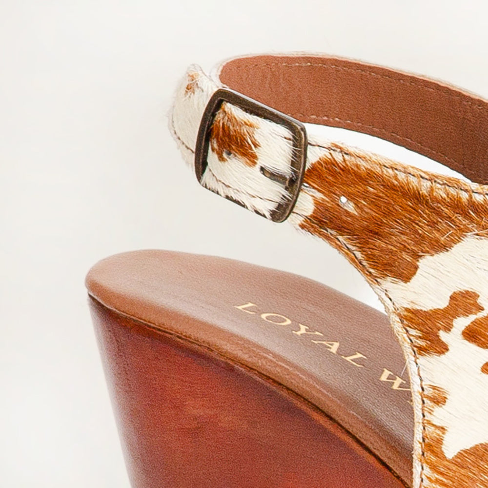 Amelia Sandals Brown And White Cowhide