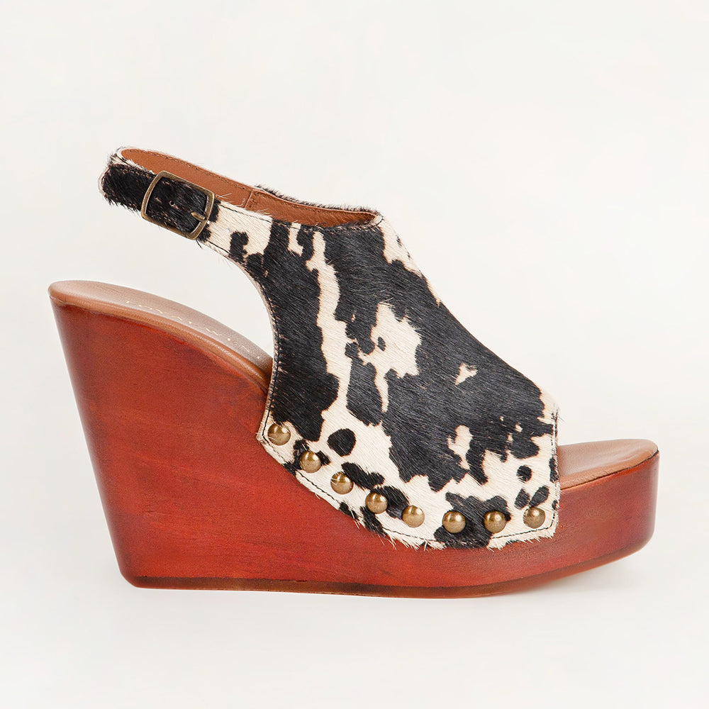 Amelia Sandals Black And White Cowhide