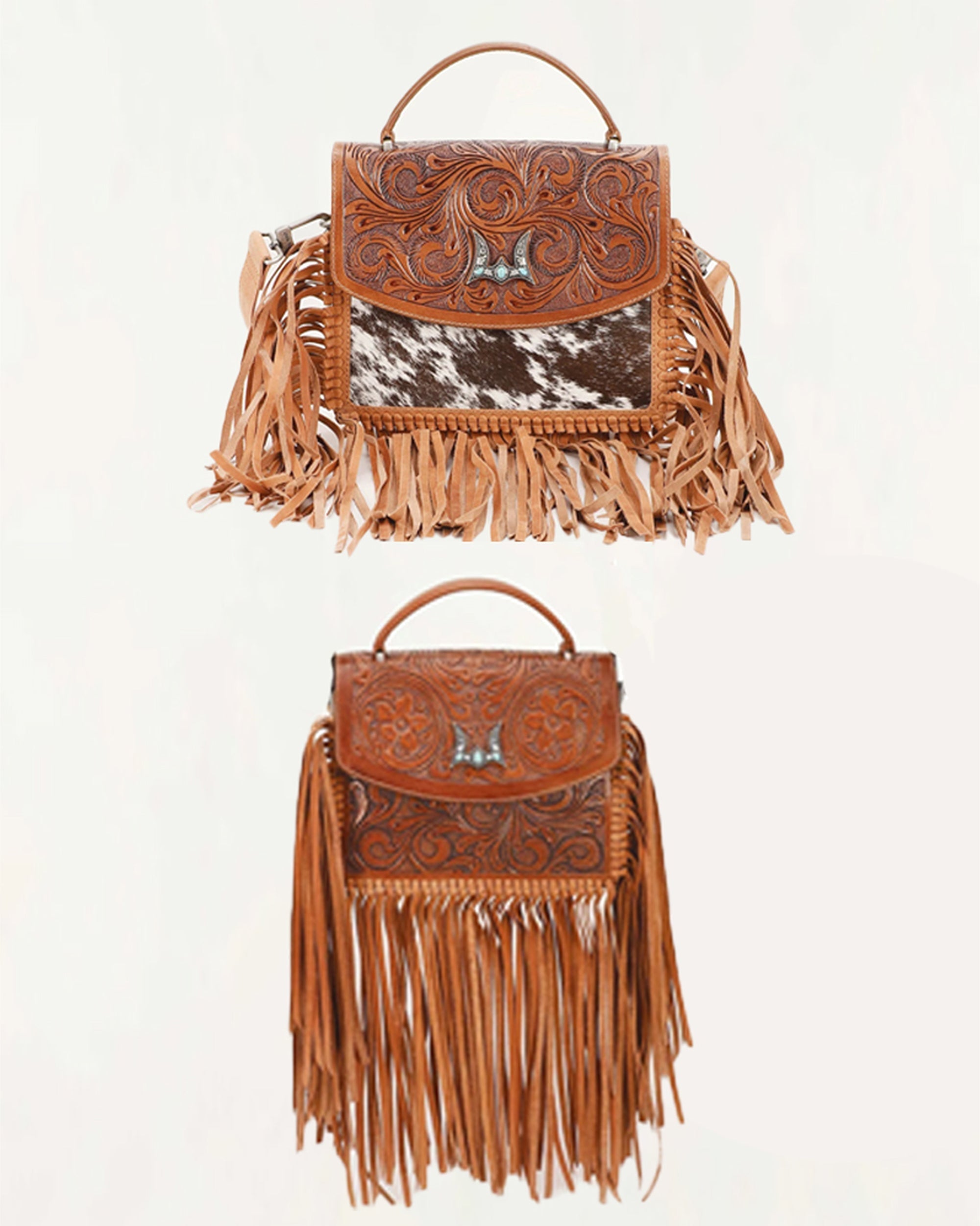 Classic Flap Medium Tassle Bag Floria Handtooled