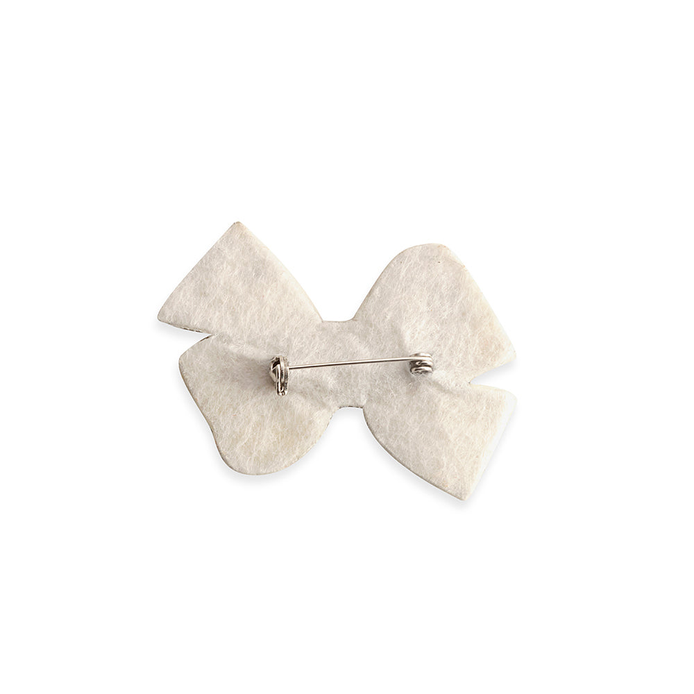 White Glittering Bow Brooch
