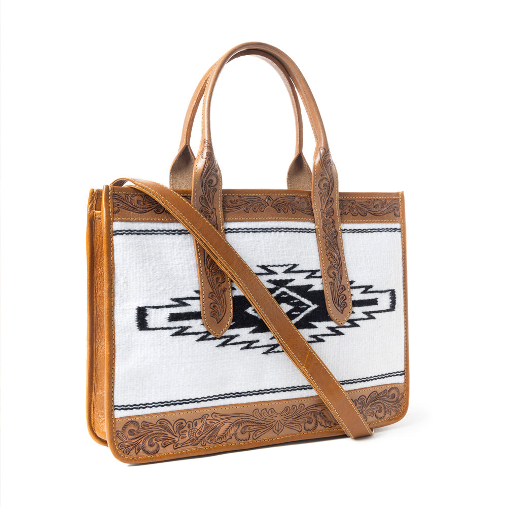 Ranch Hand Livery Shoulder Bag Brown and White