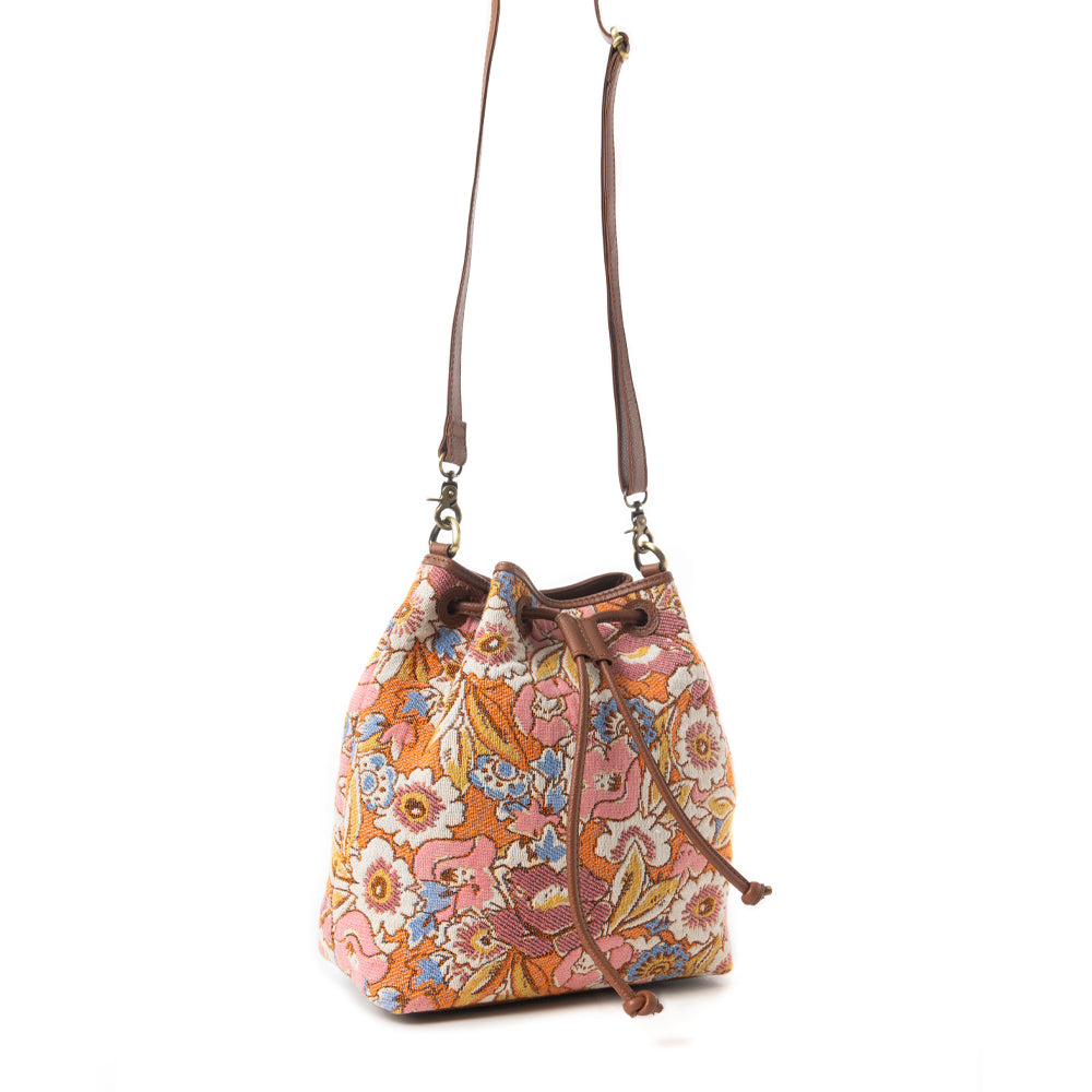 Pastel Desert Sunrise Bucket Bag In Brown