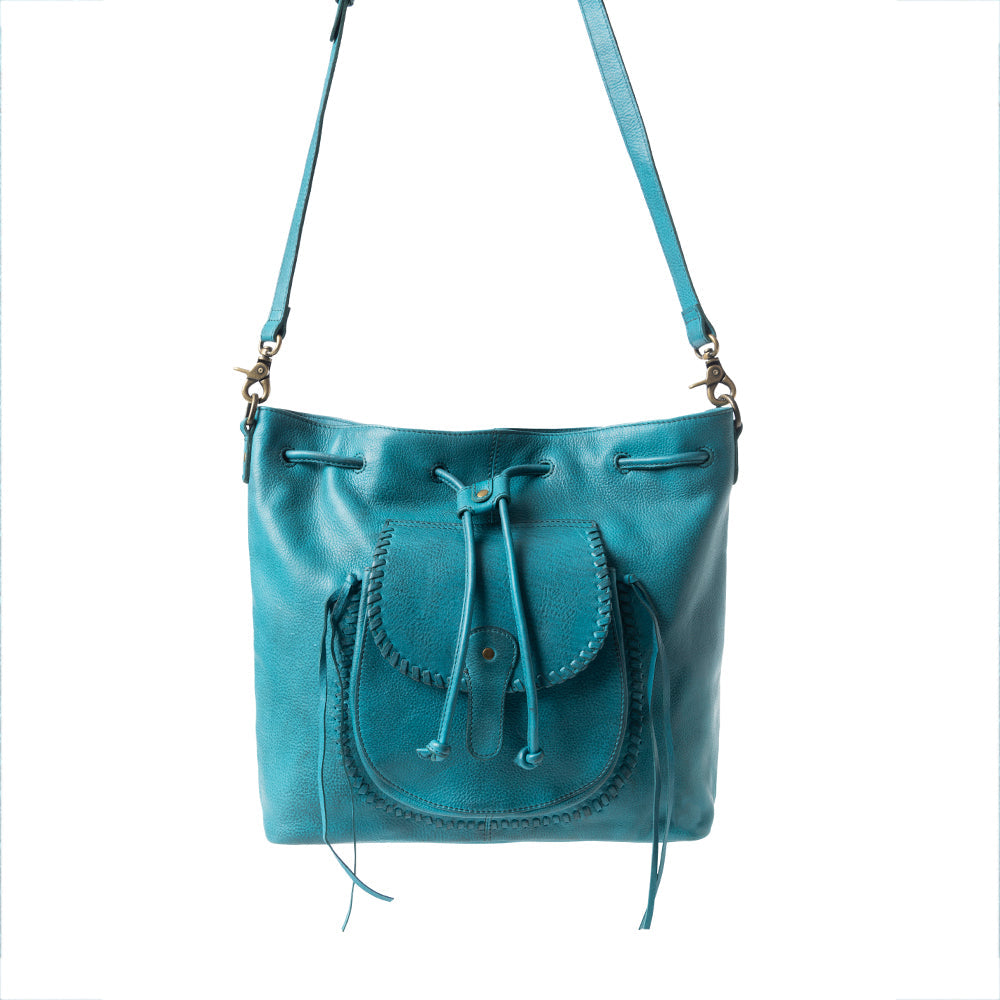 Mika Saddle Bucket Bag In Blue