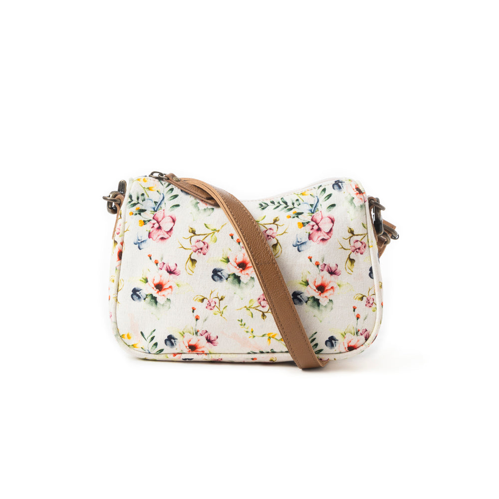 Cottage Rose Crossbody Bag In Off White