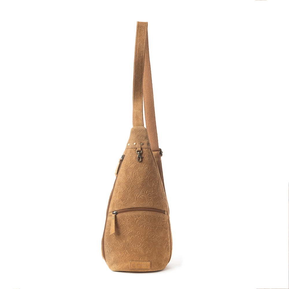 Marigold Scroll Sling Bag In Brown