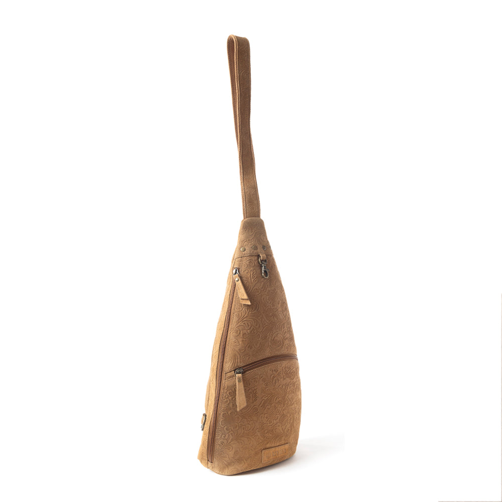 Marigold Scroll Sling Bag In Brown