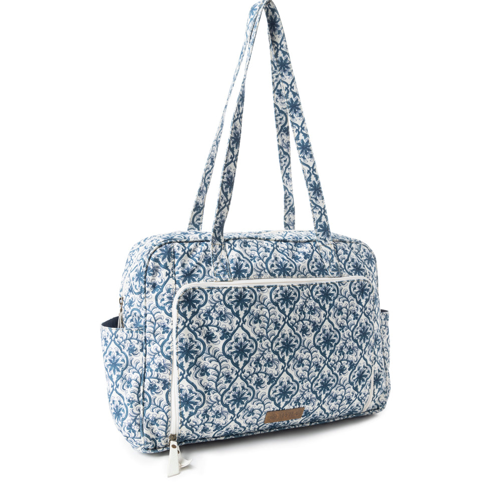 Royal Damask Diaper Bag In Blue