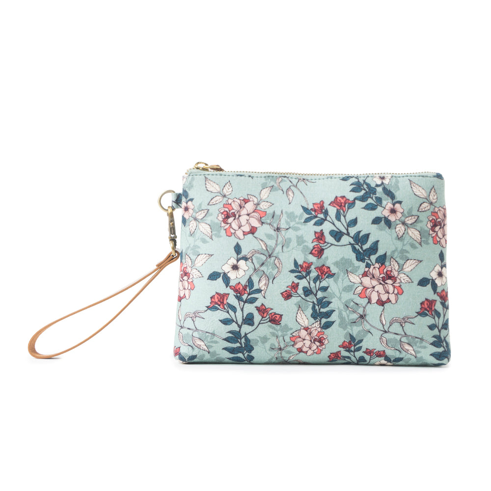 Peace & Serenity Blossoms Clutch Bag In Blue