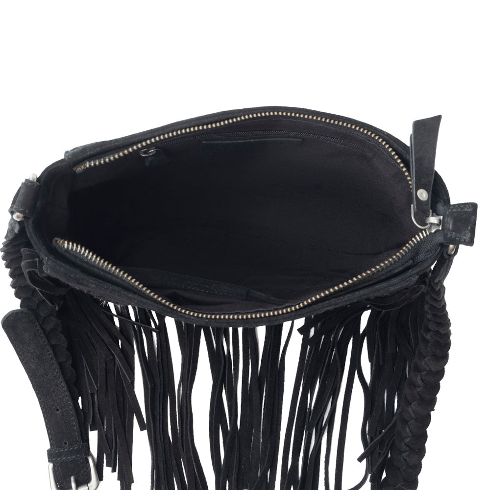 Mustang's Luck Leather And Hairon Bag In Black & White