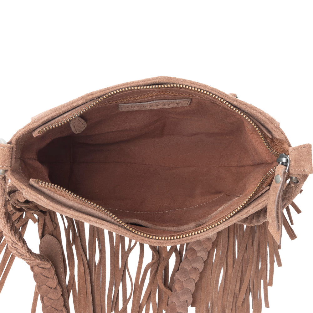 Mustang's Luck Leather And Hairon Bag In Brown & White