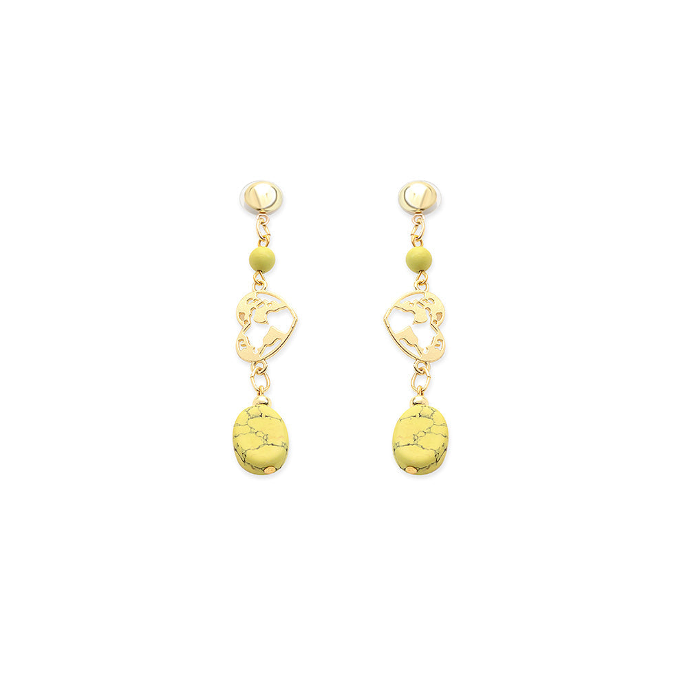 Rugged Heart Earrings In Yellow