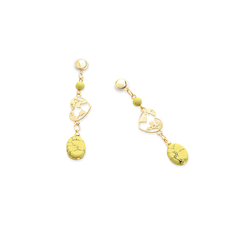 Rugged Heart Earrings In Yellow