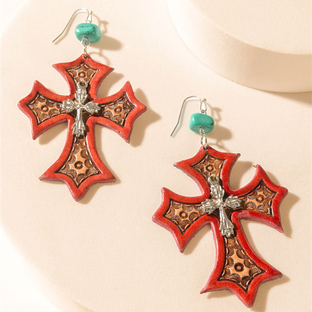 Crimson Cross Earrings