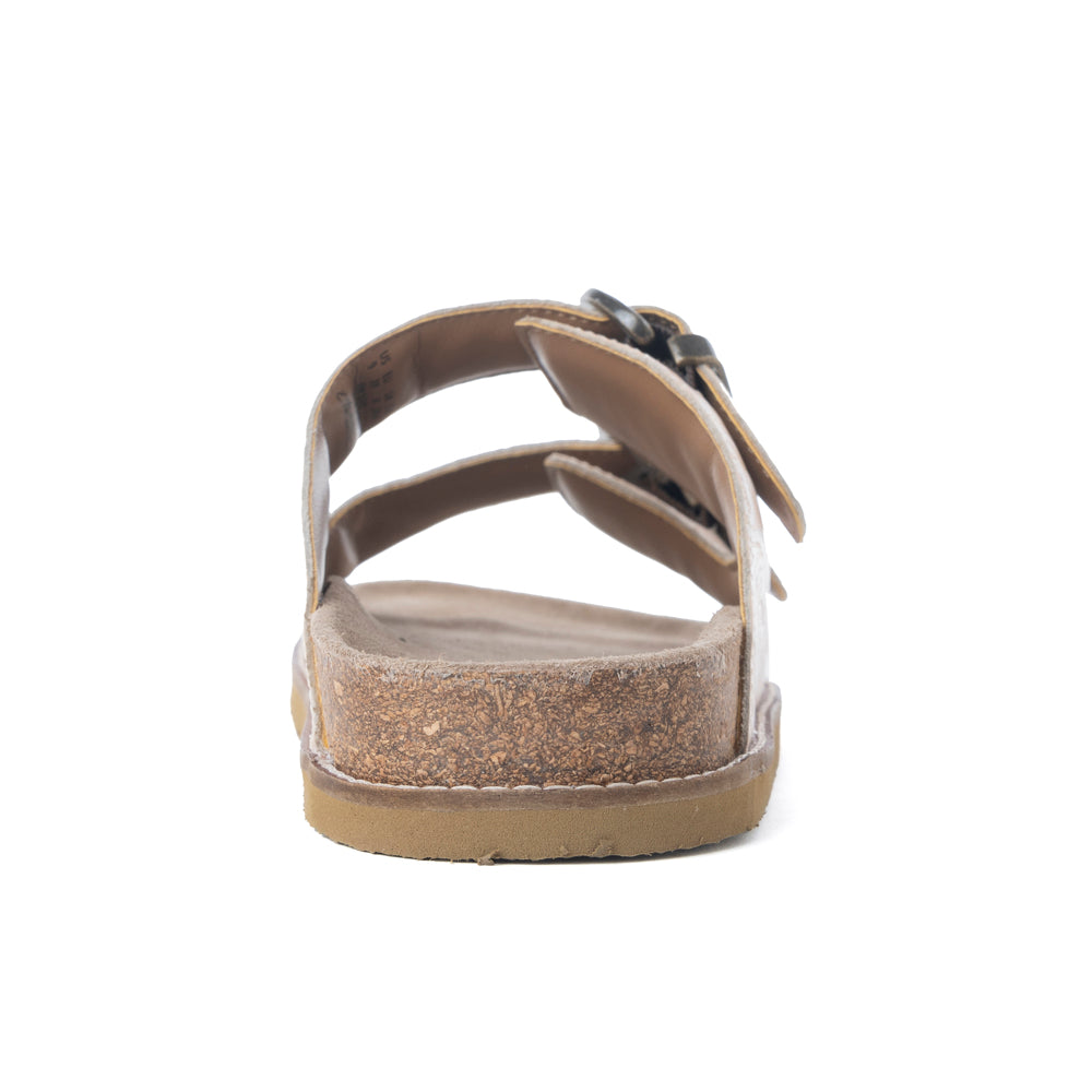 Desert Lily Embossed Leather Sandals in Antique White