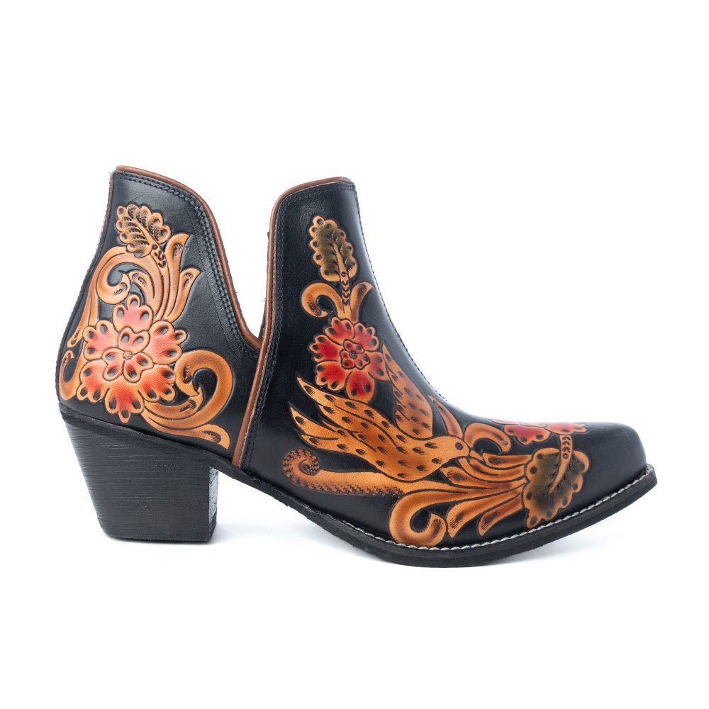 Midnight Desert Rose Booties in Black