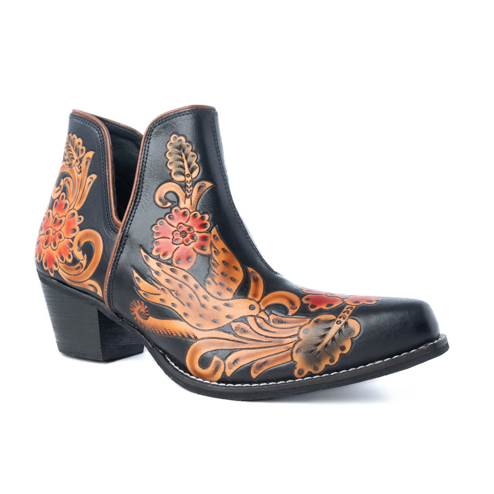 Midnight Desert Rose Booties in Black