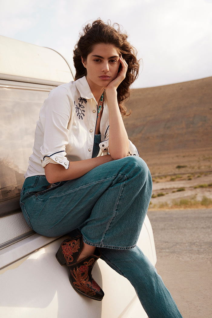 Midnight Desert Rose Booties in Black