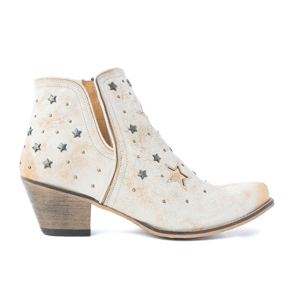 Celestial Stardust Western Booties in White