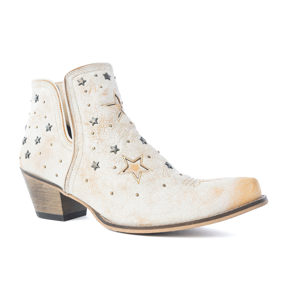 Celestial Stardust Western Booties in White