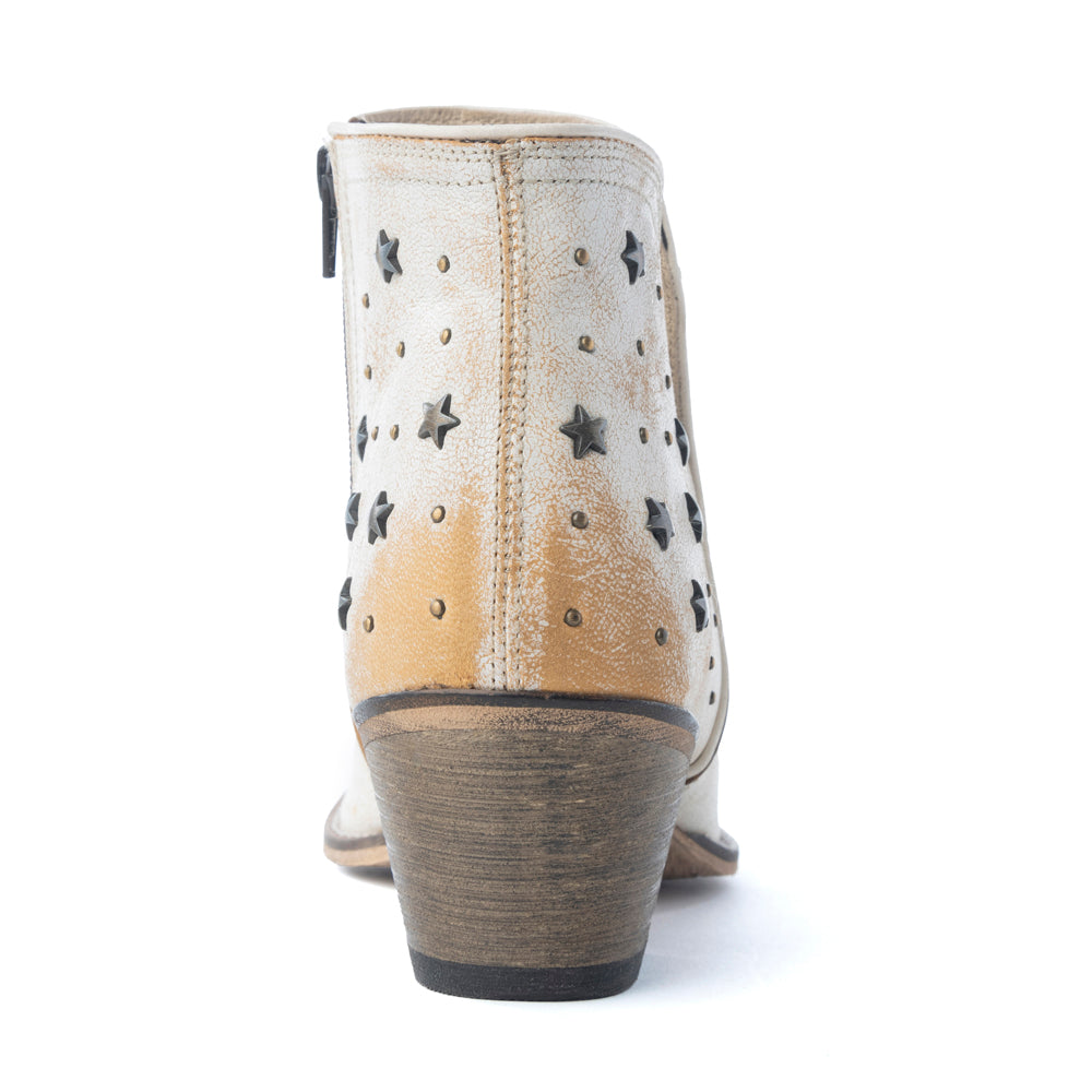 Celestial Stardust Western Booties in White