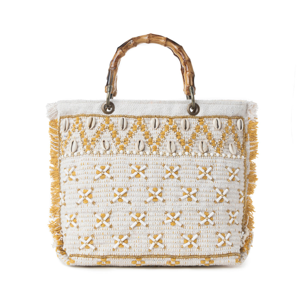 Myra Sunset Creek Embroidered Small Bag in Coastal White