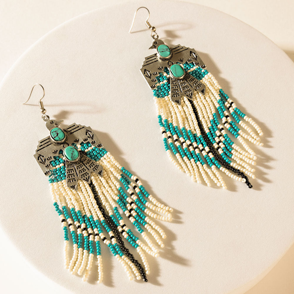 Mystic Mesa Beaded Earrings in Turquoise Trail