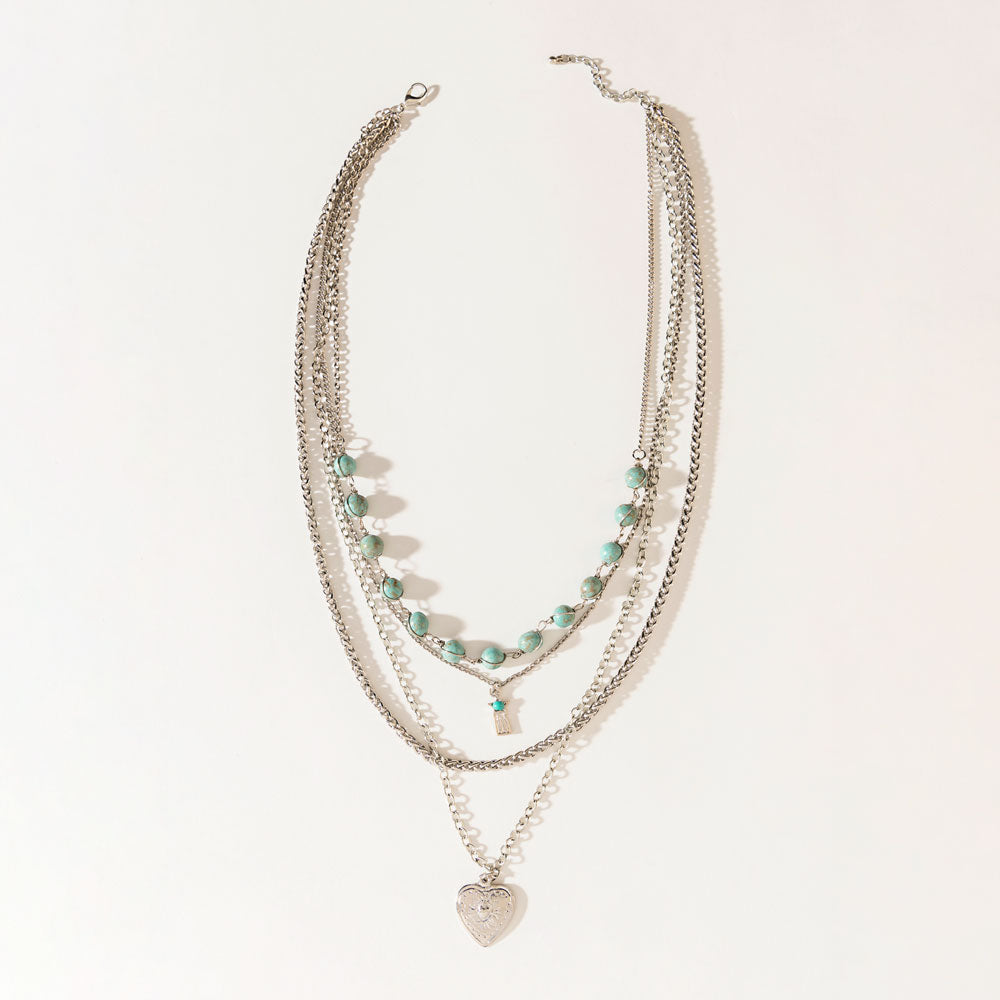 La Luna Layers Necklace in Antique Silver