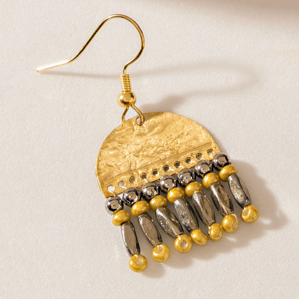 Half Moon Bloom Earrings in Prairie Brass