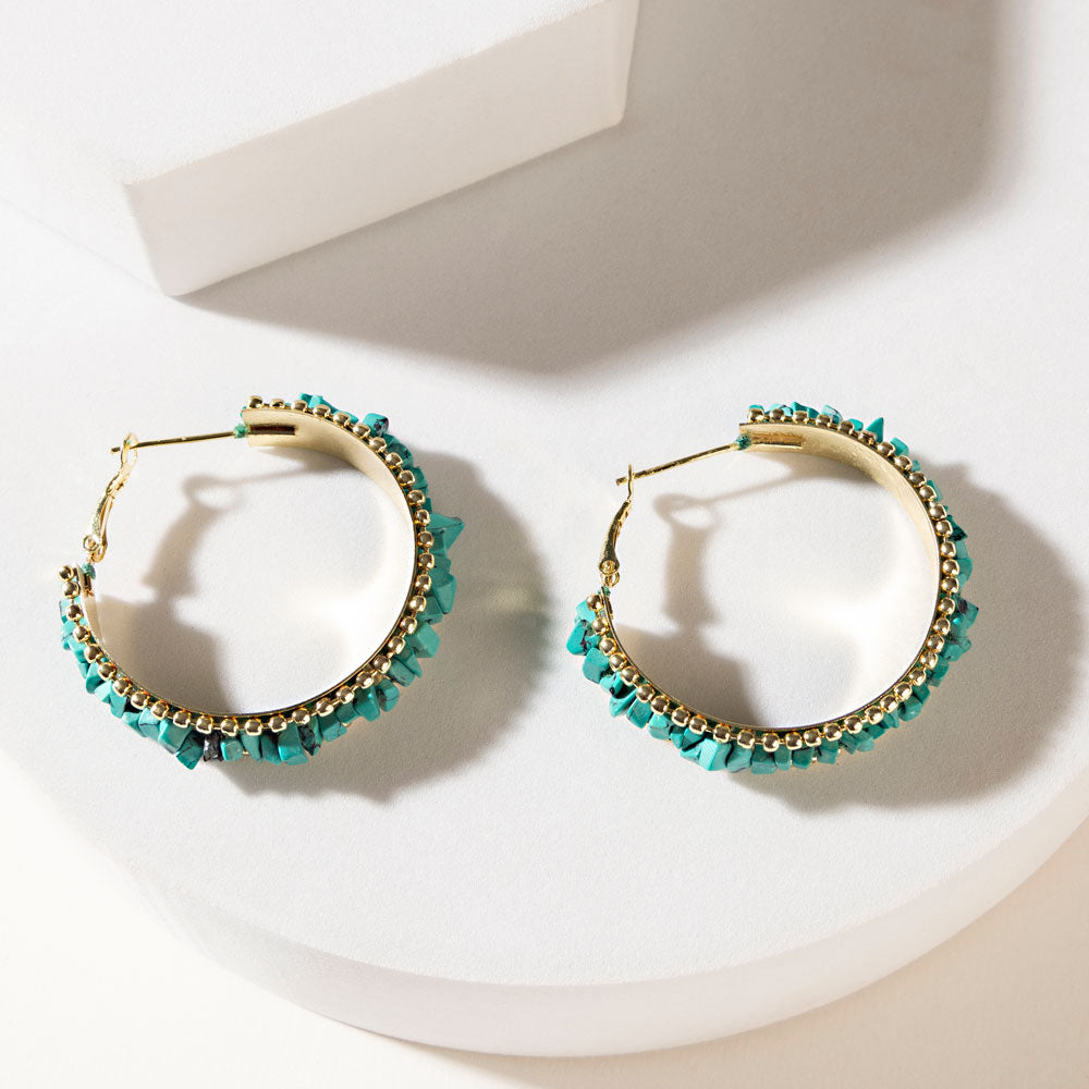 Howlite Halo Earrings in Mineral Teal