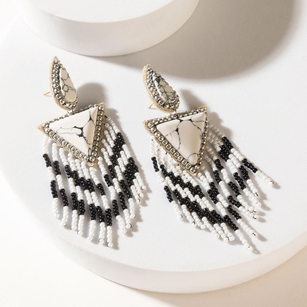 Chevrun Wild Earrings in Salt & Smoke