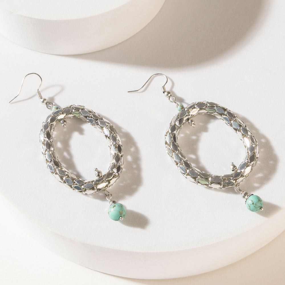 Looping Lariat Earrings in Starry Silver