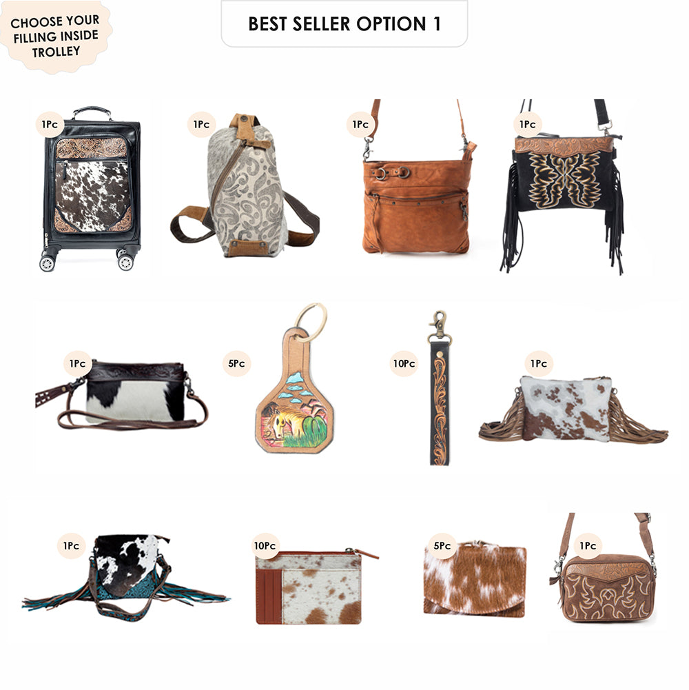 Prairie Shadow Handtooled Hairon Leather Trolley in Stallion Noir